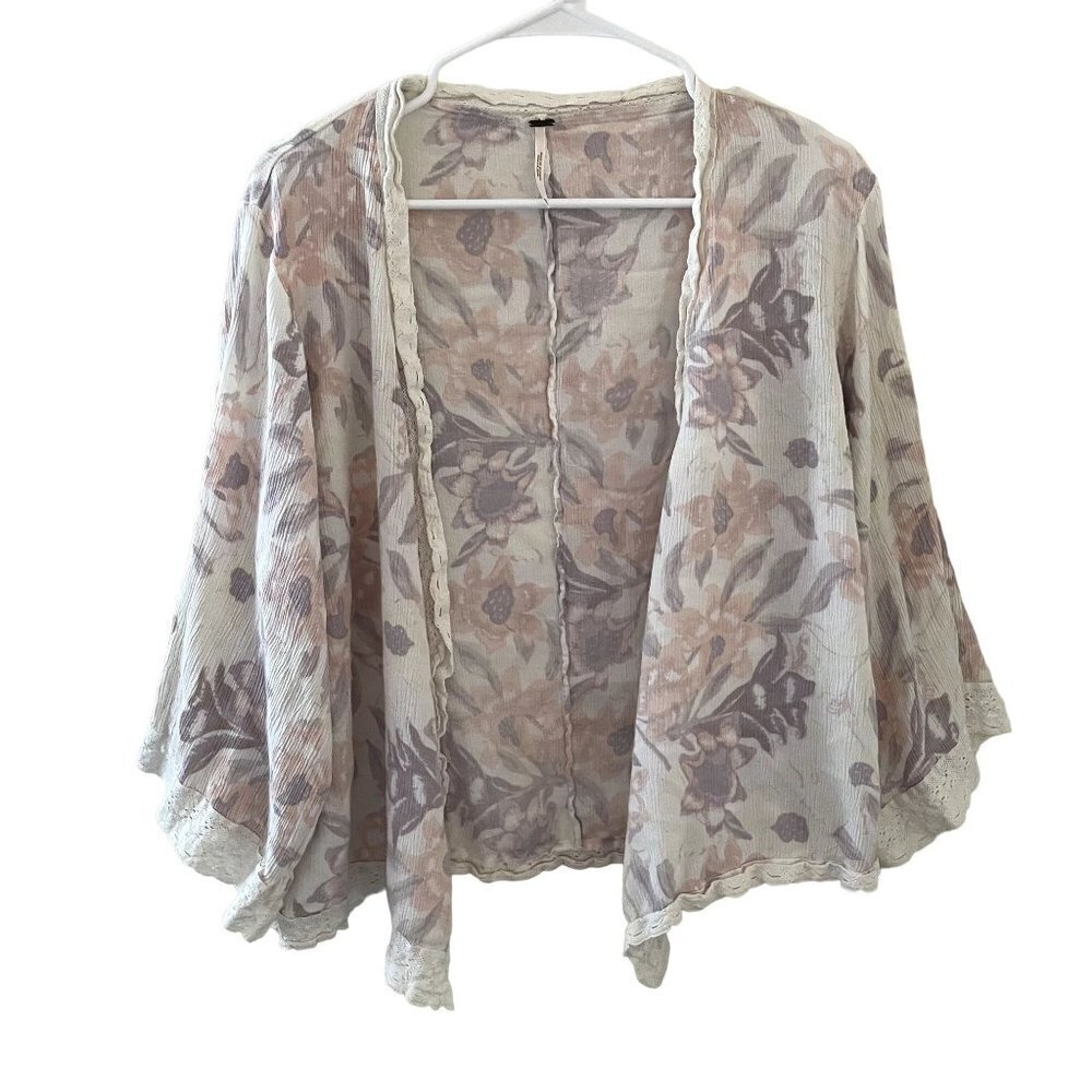 Free People floral lace cardigan pullover rayon women's top spring design